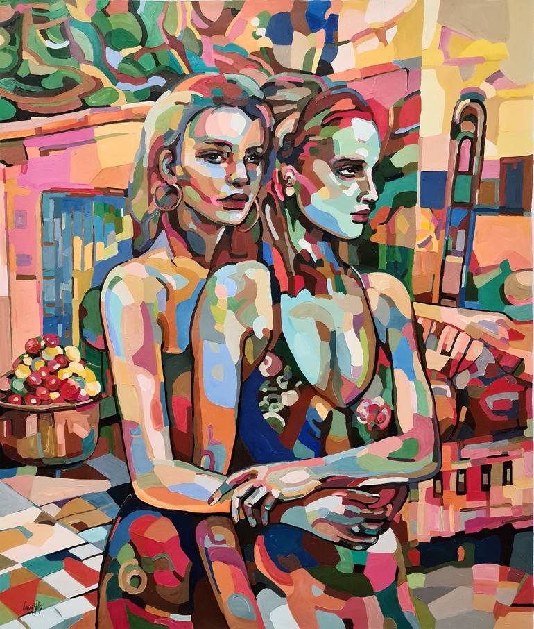 Two girls at Twilight Painting by Noemi Safir | Saatchi Art