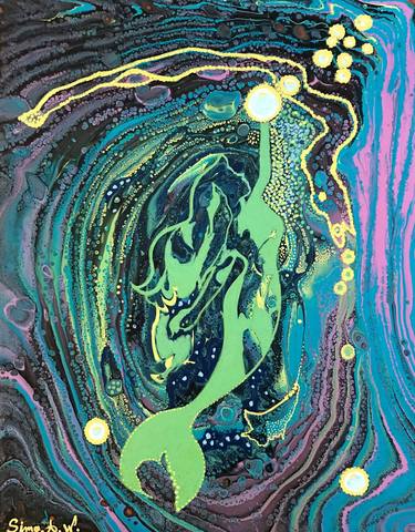 Original Art Deco Abstract Painting by Sima Wewetzer