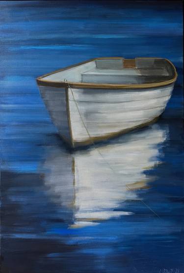 Original Minimalism Boat Paintings by Christina Dowdy
