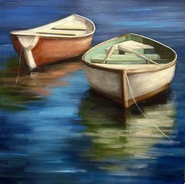 Original Modern Boat Paintings by Christina Dowdy