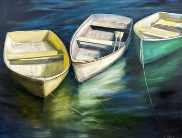 Original Figurative Boat Paintings by Christina Dowdy