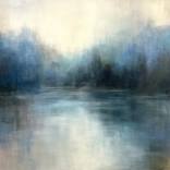 Blue Reflection; Abstract Waterside Landscspe by Christina Dowdy