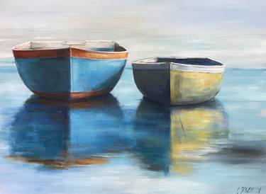 Print of Minimalism Boat Paintings by Christina Dowdy