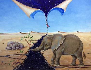 Original Surrealism Animal Painting by Sandra Scheetz-Wise