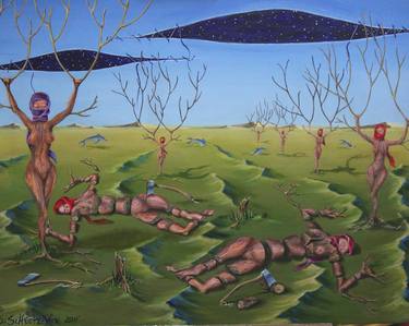 Original Surrealism Political Paintings by Sandra Scheetz-Wise