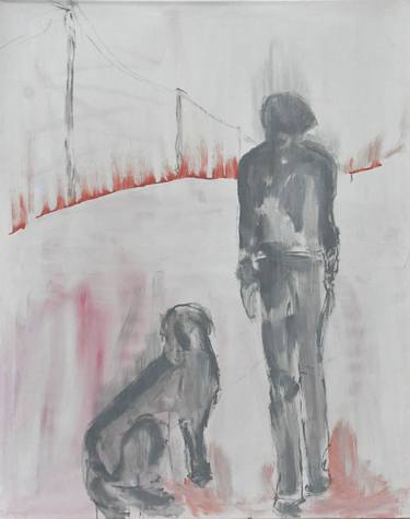 Original Abstract Dogs Painting by Monika Vitanyi