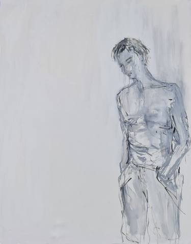 Original Abstract Expressionism Men Painting by Monika Vitanyi