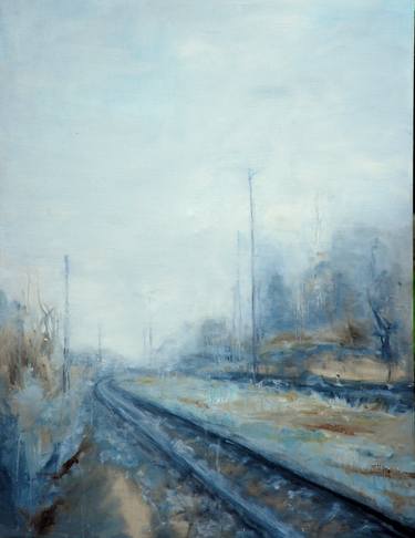 Original Expressionism Train Paintings by Monika Vitanyi