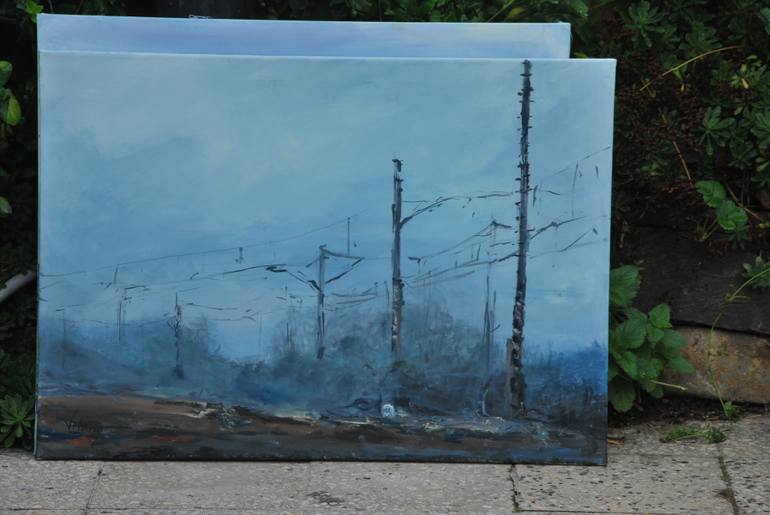 Original Abstract Transportation Painting by Monika Vitanyi