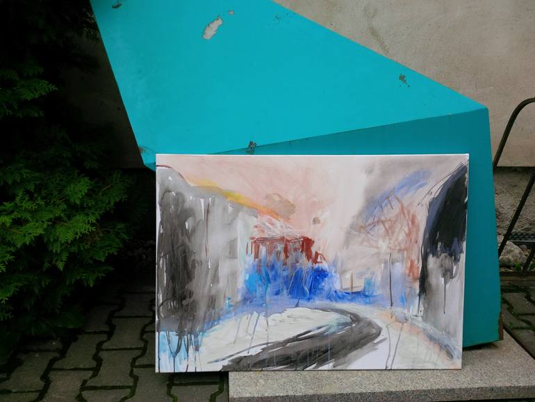 Original Abstract Architecture Painting by Monika Vitanyi