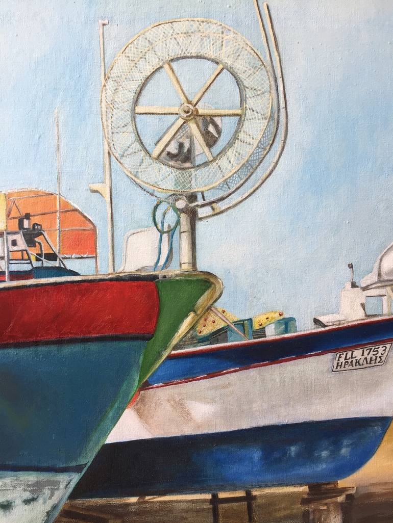 Original Fine Art Boat Painting by Stamatis Pavlis