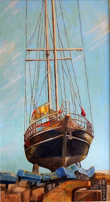 Print of Fine Art Boat Paintings by Stamatis Pavlis