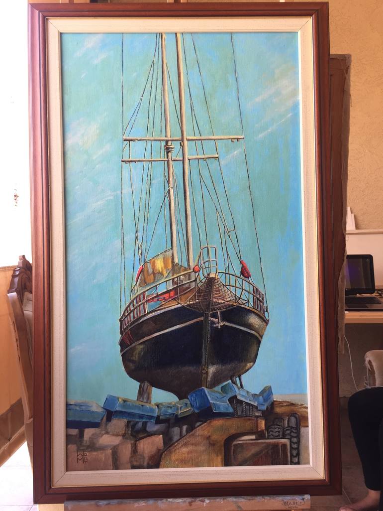 Original Boat Painting by Stamatis Pavlis