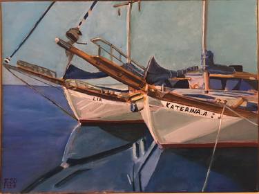 Original Fine Art Boat Paintings by Stamatis Pavlis