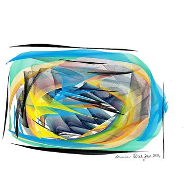 Flowart 2014-09-166 Blue Figure in Turmoil -- SOLD 2 of 25 thumb