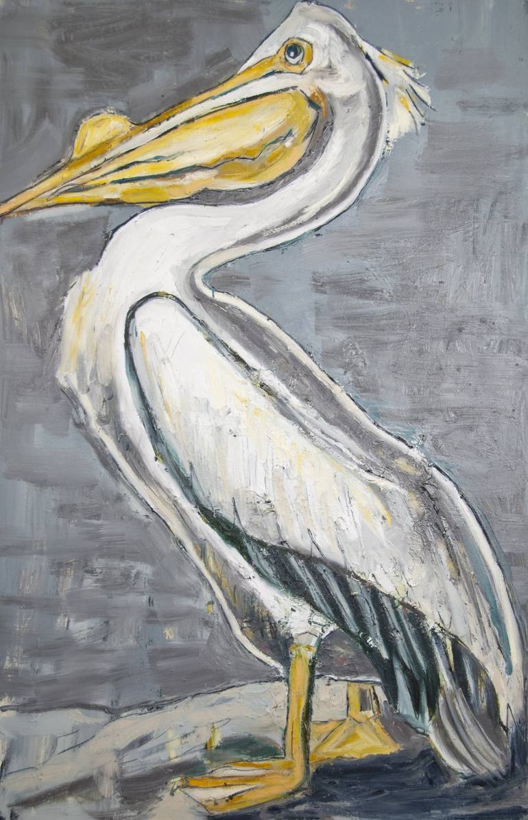 Louisiana White Pelican Painting by Caroline Youngblood | Saatchi Art