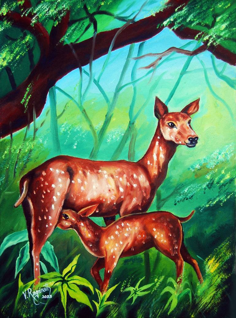 Original Animal Painting by Ragunath Venkatraman