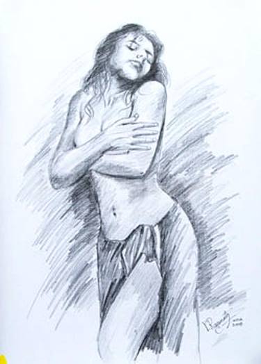 Original Expressionism Nude Drawings by Ragunath Venkatraman