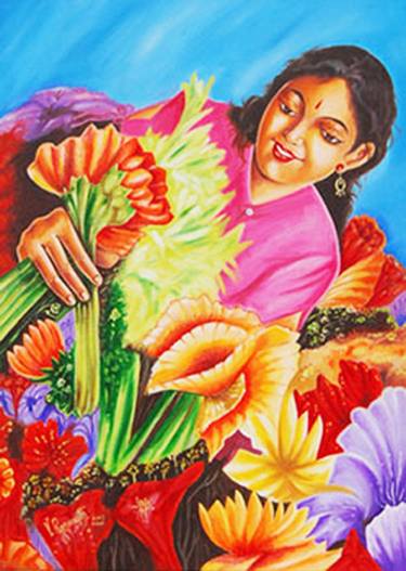 Print of Figurative Floral Paintings by Ragunath Venkatraman