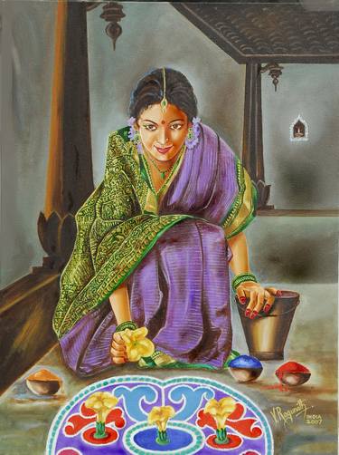 Original Figurative Culture Paintings by Ragunath Venkatraman