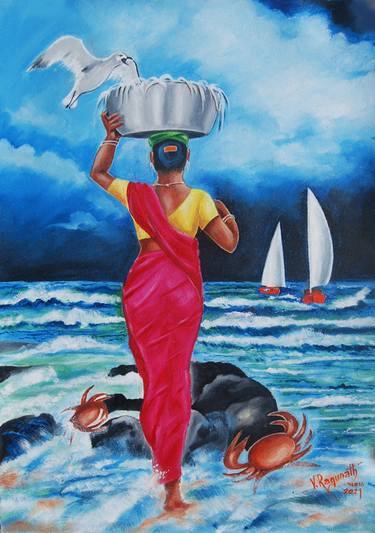 Print of Seascape Paintings by Ragunath Venkatraman