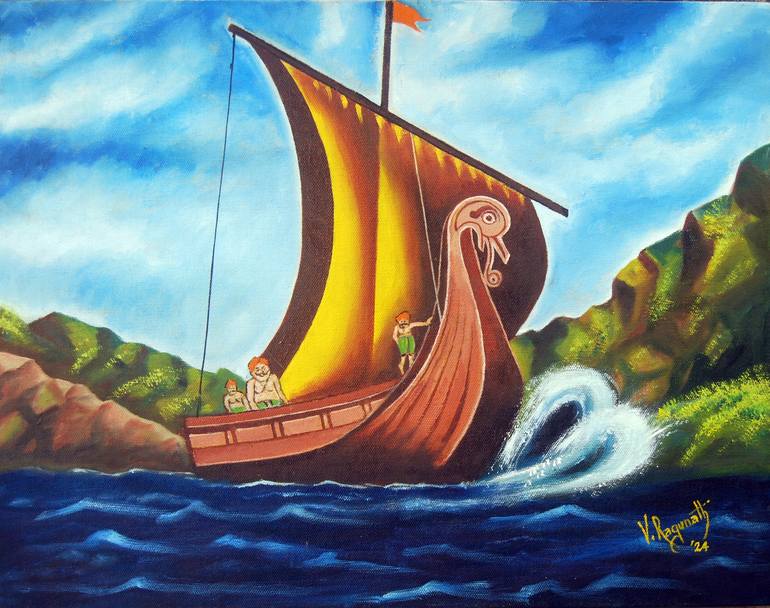 Print of Realism Boat Paintings by Ragunath Venkatraman