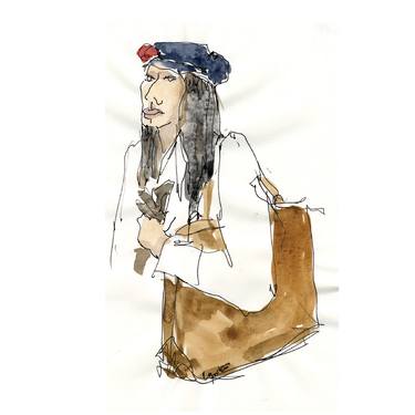 Saatchi Art Artist Carol Caputo; Drawings, “GIRL WITH A FLAT HAT” #art