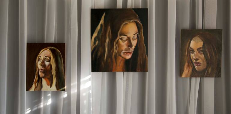 Original Portraiture People Painting by F F  Van De Woestijne