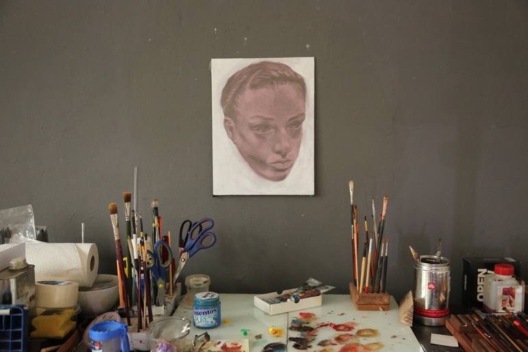 Original Contemporary People Drawing by F F  Van De Woestijne