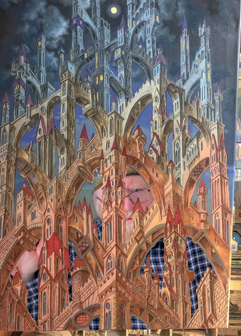 Original Figurative Architecture Painting by Victor Molev