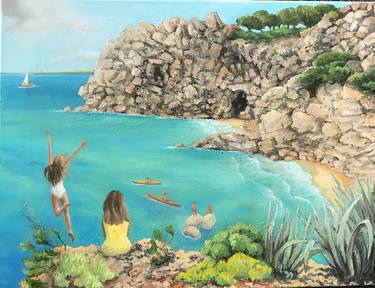 Original Figurative Beach Paintings by Sarah Rogers