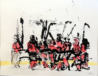 Original Abstract Sports Printmaking by Cathy Enthof