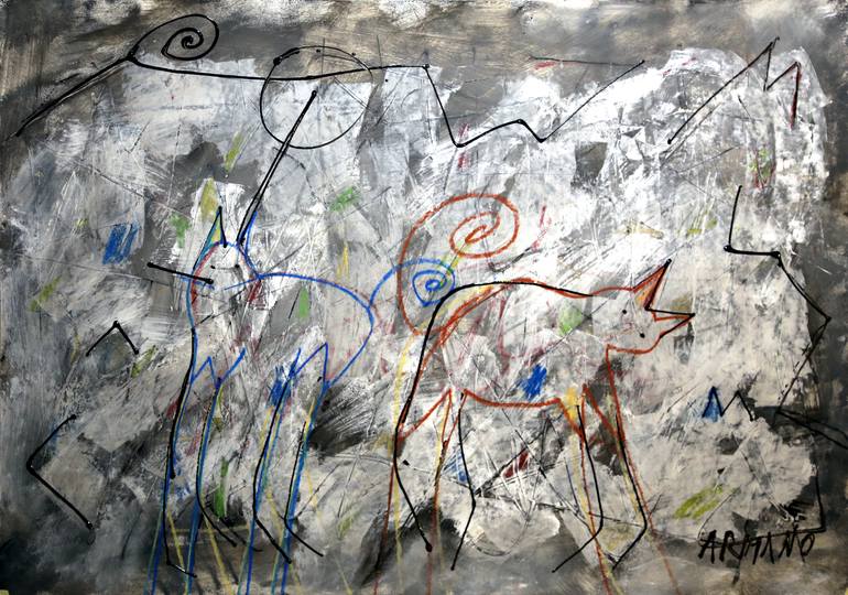 The cats are not concerned about globalization Original Painting by armano jericevic