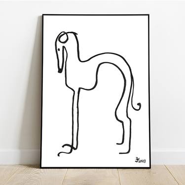 Greyhound Dog 4 Line Minimalist Art thumb