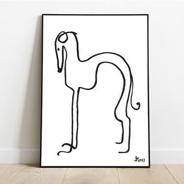 Original Contemporary Dogs Drawings by Jenea Kaitaz