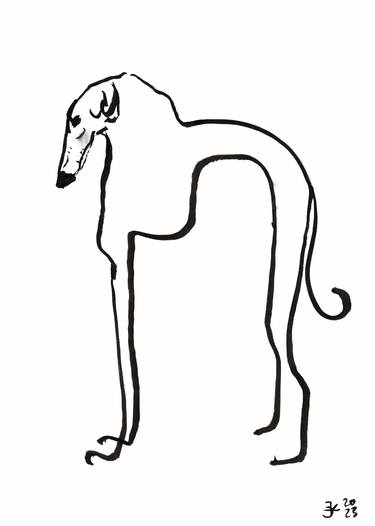 Greyhound Dog 5 Line Minimalist Art thumb