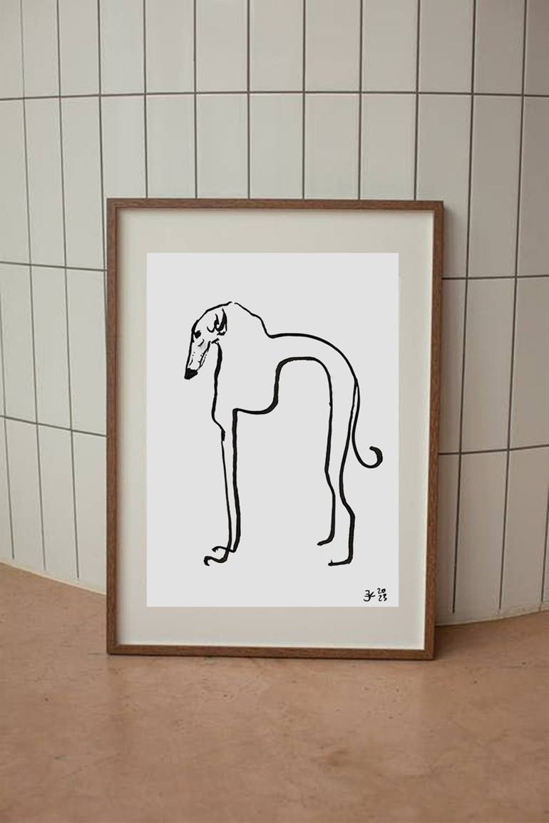 Original Conceptual Dogs Drawing by Jenea Kaitaz