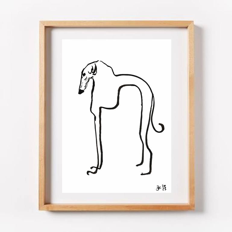 Original Conceptual Dogs Drawing by Jenea Kaitaz