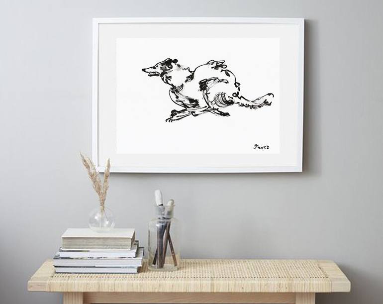 Original Expressionism Dogs Drawing by Jenea Kaitaz