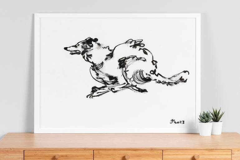 Original Expressionism Dogs Drawing by Jenea Kaitaz