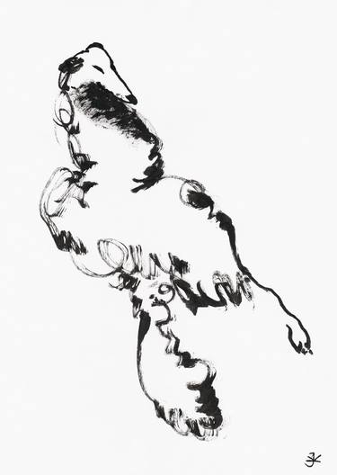 Original Expressionism Dogs Drawings by Jenea Kaitaz