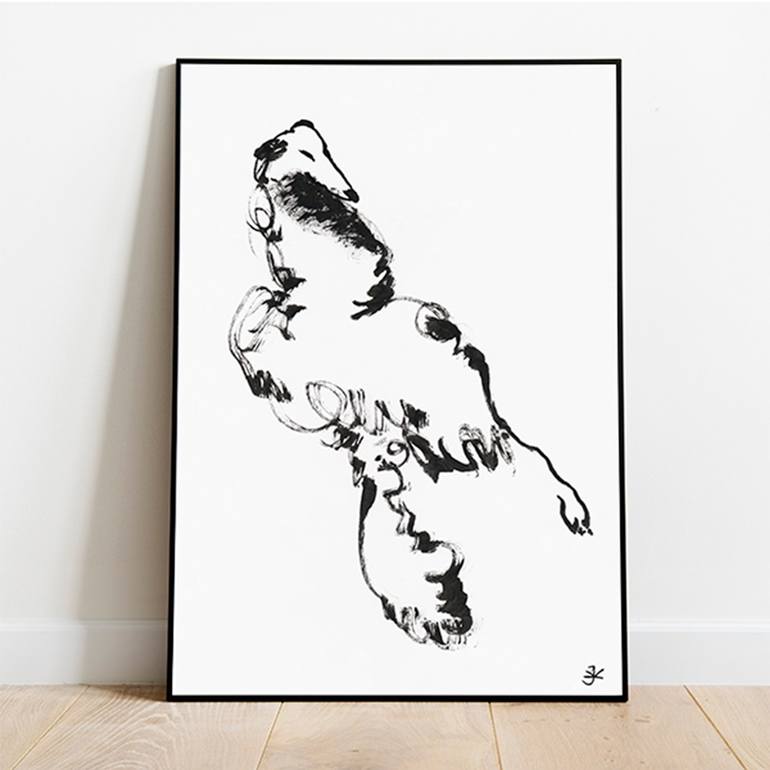 Original Contemporary Dogs Drawing by Jenea Kaitaz