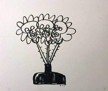 Original Modernism Floral Drawing by Jenea Kaitaz