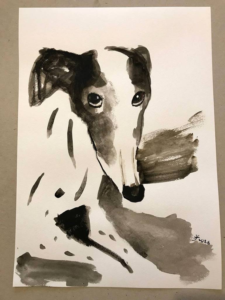 Original Expressionism Dogs Painting by Jenea Kaitaz