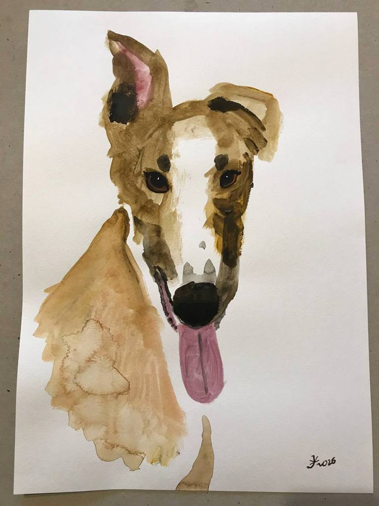Original Expressionism Dogs Painting by Jenea Kaitaz