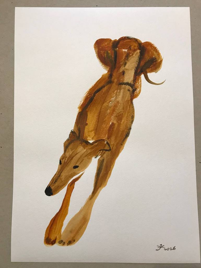 Original Expressionism Dogs Painting by Jenea Kaitaz