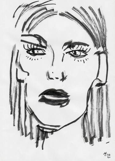Original Expressionism Portrait Drawings by Jenea Kaitaz