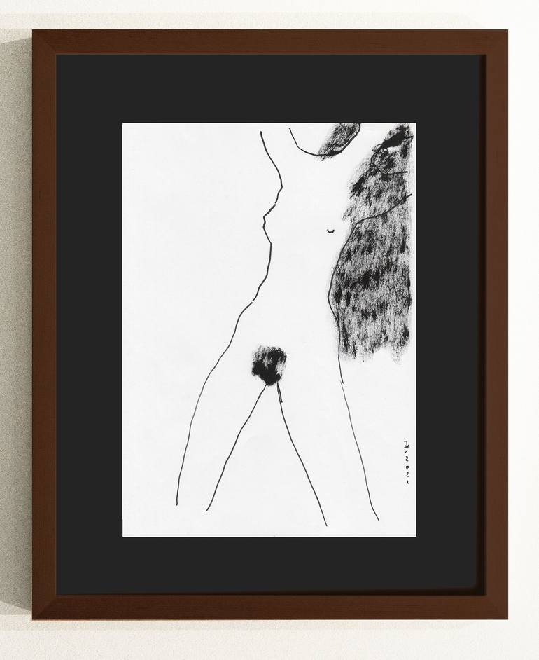 Original Expressionism Nude Drawing by Jenea Kaitaz