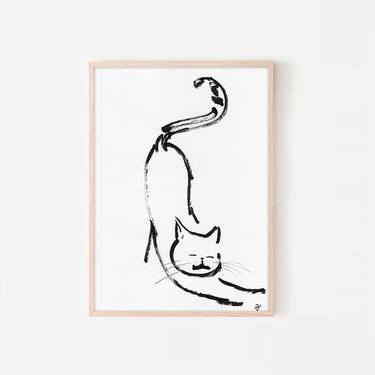 Original Expressionism Cats Drawings by Jenea Kaitaz