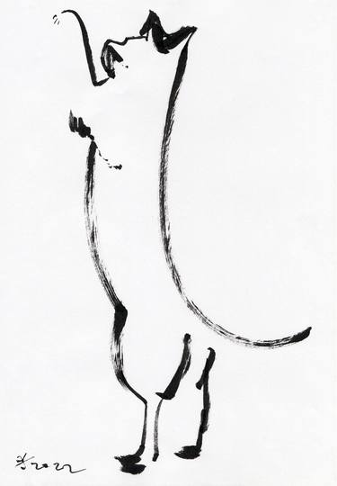 Original Expressionism Dogs Drawings by Jenea Kaitaz